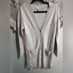 J. Jill Cardigan Long Length Duster‎ Cream Pockets Buttons small